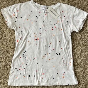 NWT Sub Urban Riot Fitted White Paint Splatter Tee Size M